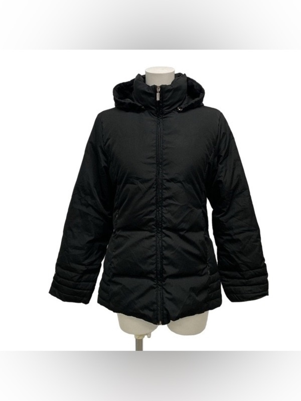 MONCLER Womens Vintage Y2K Matte Black Hooded Down Puffer Jacket Size 1 Small